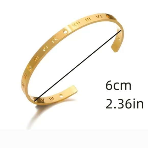 GOLD Plated Roman Numerals Cuff Stackable Bracelet NEW in package - Picture 2 of 12